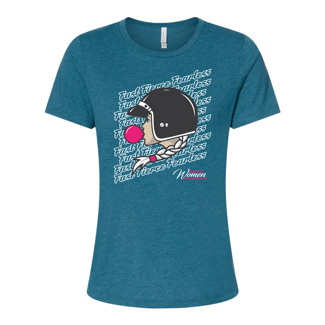 Women on Track - Helmets and Bubblegum Short Sleeve Tee