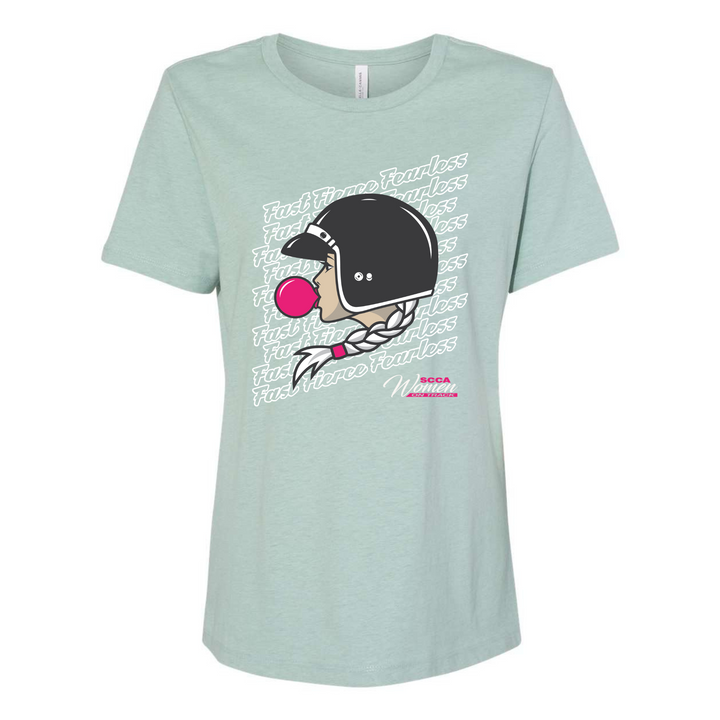 Women on Track - Helmets and Bubblegum Short Sleeve Tee