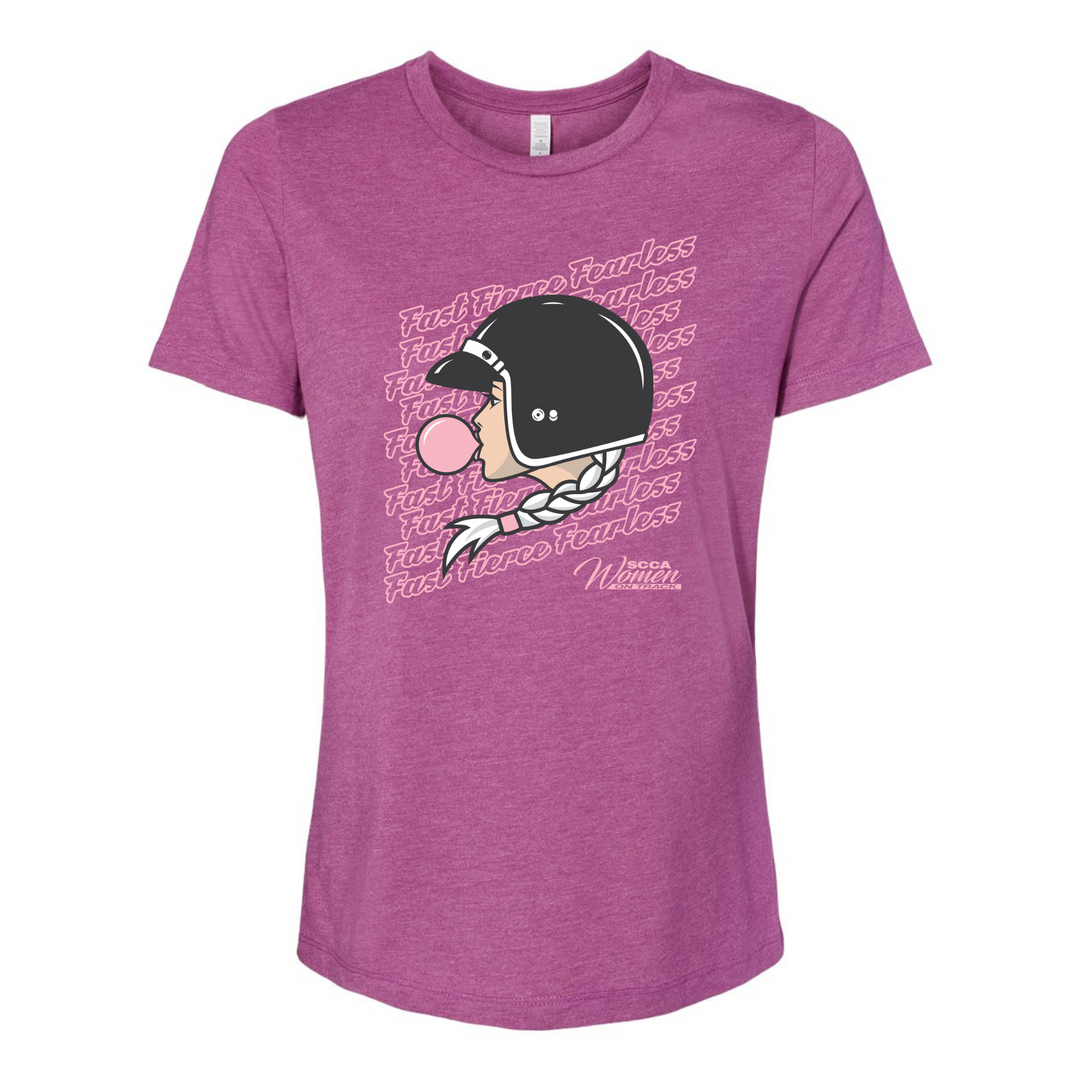 Women on Track - Helmets and Bubblegum Short Sleeve Tee